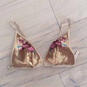 Victorias Secret Pink Sequined Bralette For Love & Lemons Inspo M